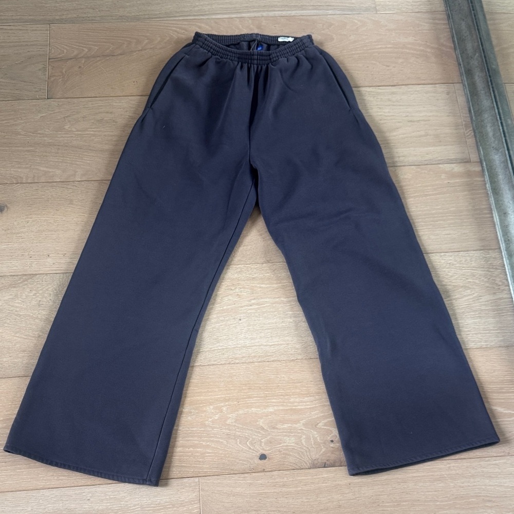 Yeezy Gap Balenciaga Wide Leg Fleece Sweatpants Navy Blue S NWOT